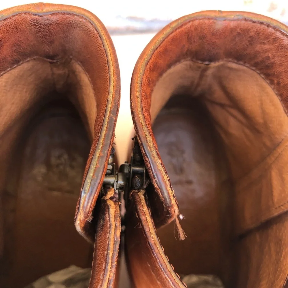 FRYE Addie Leather Versatile Dual-zip Ankle‎ Boots In Cognac 6 1/2